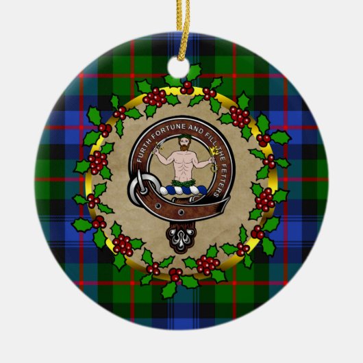 Murray van Atholl Clan Badge & Tartan Persoonlijk Keramisch Ornament (Voorkant)