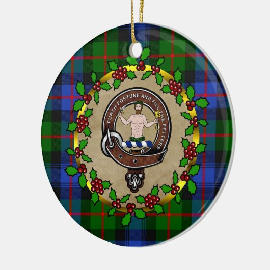 Murray van Atholl Clan Badge & Tartan Persoonlijk Keramisch Ornament (Links)