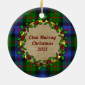 Murray van Atholl Clan Badge & Tartan Persoonlijk Keramisch Ornament (Achterkant)