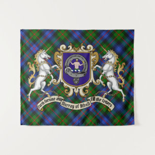 Murray van Atholl Clan Badge & Unicorns w/Tartan Wandkleed
