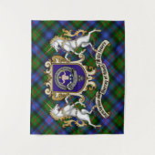 Murray van Atholl Clan Badge & Unicorns w/Tartan Wandkleed (Voorkant)