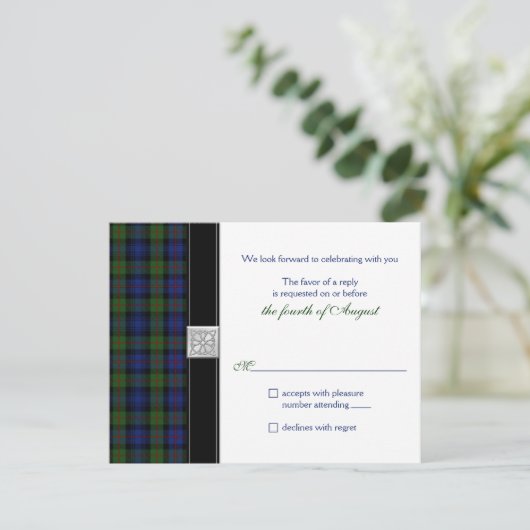 Murray van Atholl Tartan Wedding RSVP Beantwoorden (Staand voorkant)