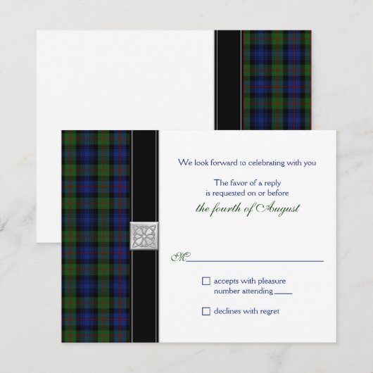 Murray van Atholl Tartan Wedding RSVP Beantwoorden (Voorkant / Achterkant)