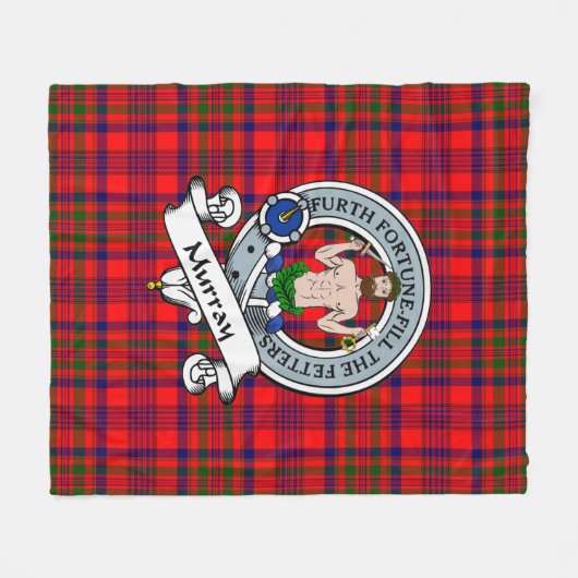 Murray van Tulloch Clan Badge Tartan Pset Fleece Deken (Voorkant (Horizontaal))