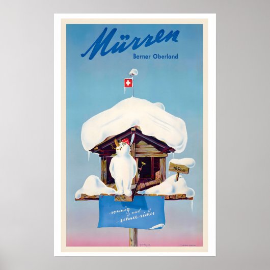 Mürren Bernese Oberland Switzerland Vintage Ski Poster (Voorkant)