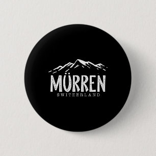 Murren Zwitserland Bergen Zwitserse Skiër Skiën Ronde Button 5,7 Cm