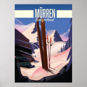 Murren Zwitserland ski poster art print. (Voorkant)