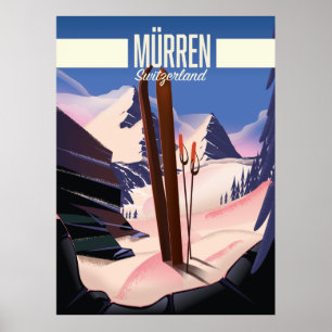 Murren Zwitserland ski poster art print.