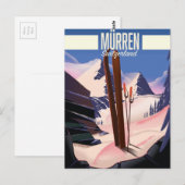 Murren Zwitserland ski poster art print. Briefkaart (Voorkant / Achterkant)