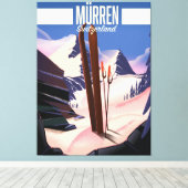 Murren Zwitserland ski poster art print. Canvas Afdruk (Insitu (Houten vloer))