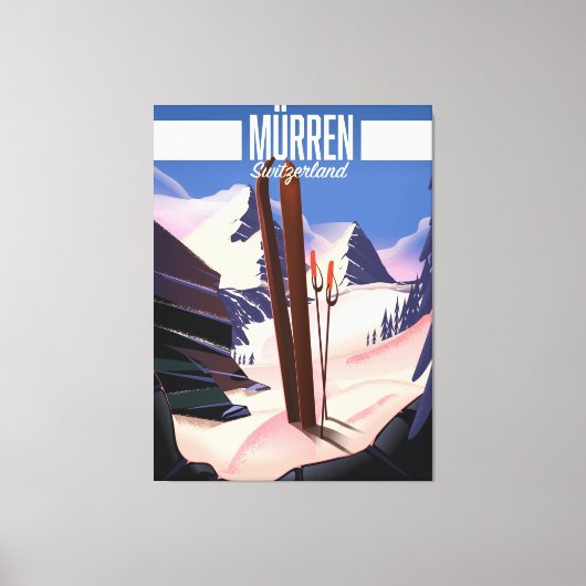 Murren Zwitserland ski poster art print. Canvas Afdruk (Voorkant)