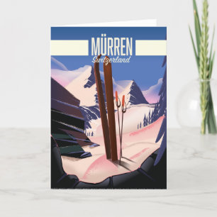 Murren Zwitserland ski poster art print. Kaart