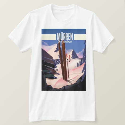 Murren Zwitserland ski poster art print. T-shirt (Design voorkant)