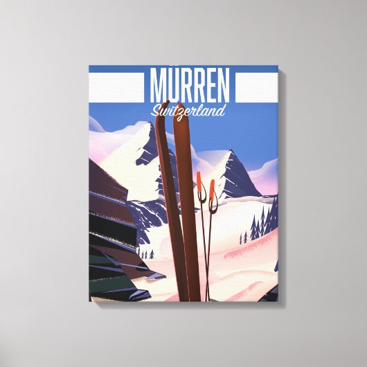 Murren Zwitserland ski-poster kunstprint. Canvas Afdruk (Voorkant)