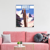 Murren Zwitserland ski-poster kunstprint. Canvas Afdruk (Insitu (Woonkamer))