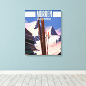 Murren Zwitserland ski-poster kunstprint. Canvas Afdruk (Insitu (Houten vloer))