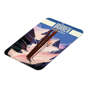 Murren Zwitserland ski-poster kunstprint. Magneet