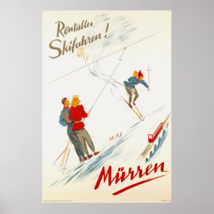 Murren Zwitserland  Ski Travel Poster