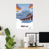 Murren Zwitserland Skigebied Reisposter Poster (Thuiskantoor)