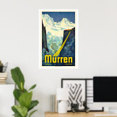 Mürren Zwitserland Vintage Skiposter Poster (Thuiskantoor)