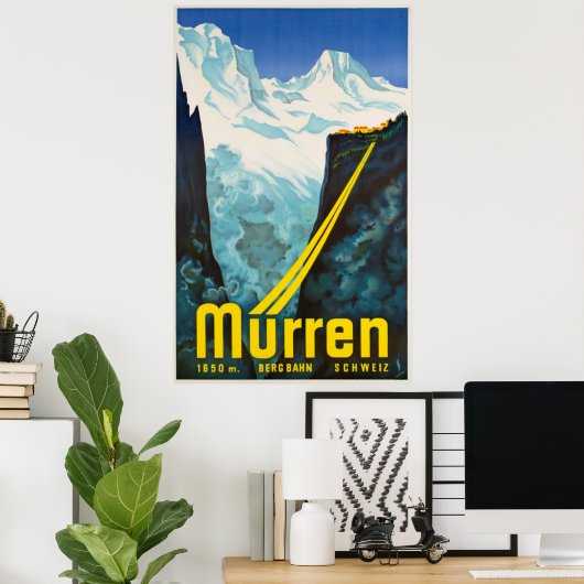 Murren Zwitserland Vintage Travel Poster (Thuiskantoor)