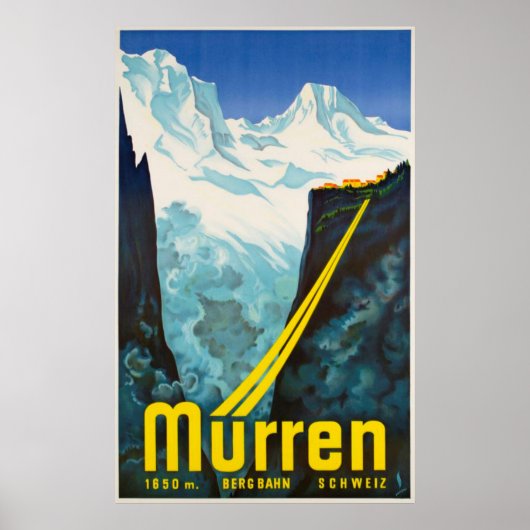 Murren Zwitserland Vintage Travel Poster (Voorkant)
