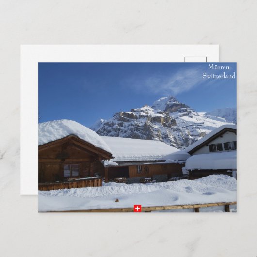 Mürren, Zwitserland.  winterkrijt Briefkaart (Voorkant / Achterkant)
