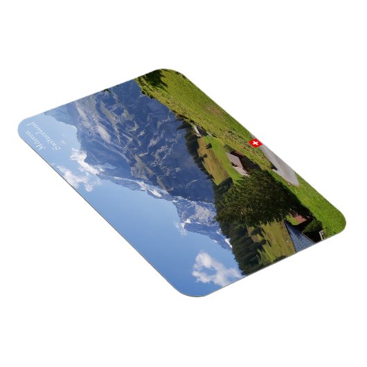 Mürren, Zwitserland. Zomdag in de Zwitserse Alpen Magneet (Rechterzijde)