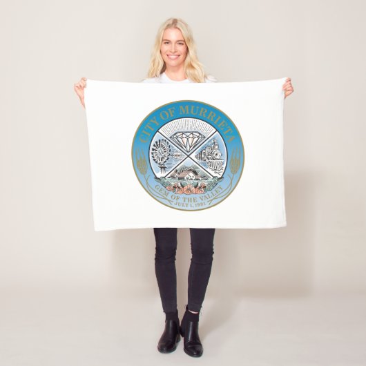 Murrieta (Californië) City Seal Fleece Deken (In situ)