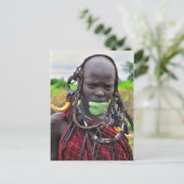 Mursi Girl met Leaf "Band-aid" Briefkaart (Staand voorkant)