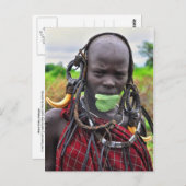 Mursi Girl met Leaf "Band-aid" Briefkaart (Voorkant / Achterkant)