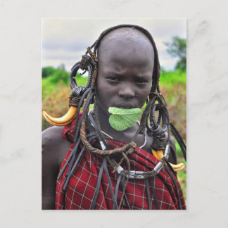 Mursi Girl met Leaf "Band-aid" Briefkaart