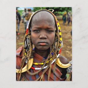 Mursi Girl Wearing Tusk Headdress Briefkaart