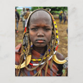 Mursi Girl Wearing Tusk Headdress Briefkaart (Voorkant)