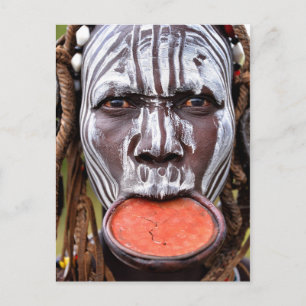 Mursi Woman met Lip Bord Briefkaart