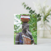 Mursi Woman met Lip Bord Briefkaart (Staand voorkant)