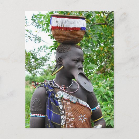 Mursi Woman met Lip Bord Briefkaart (Voorkant)