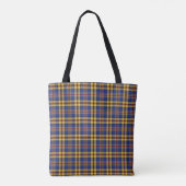 Murtaugh Clan Tartan Blauw en Goud Plaid Monogram Tote Bag (Achterkant)