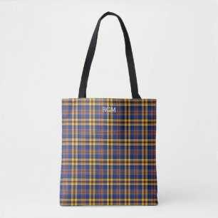 Murtaugh Clan Tartan Blue en Gold Pset Monogram Tote Bag