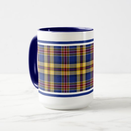 Murtaugh Tartan Blue en Gold Irish Pset Mok (Voorkant links)
