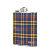 Murtaugh Tartan Monogram Blauw en Geel Plaid Heupfles (Links)