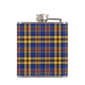 Murtaugh Tartan Monogram Blauw en Geel Plaid Heupfles (Achterkant)