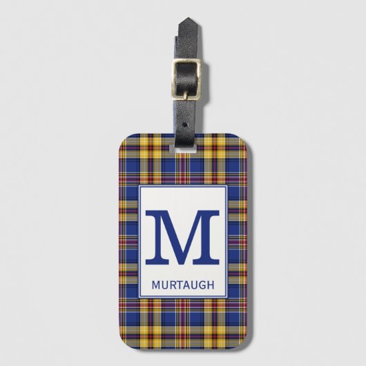 Murtaugh Tartan Royal Blauw en goud geruite patroo Bagagelabel (Voorkant (verticaal))
