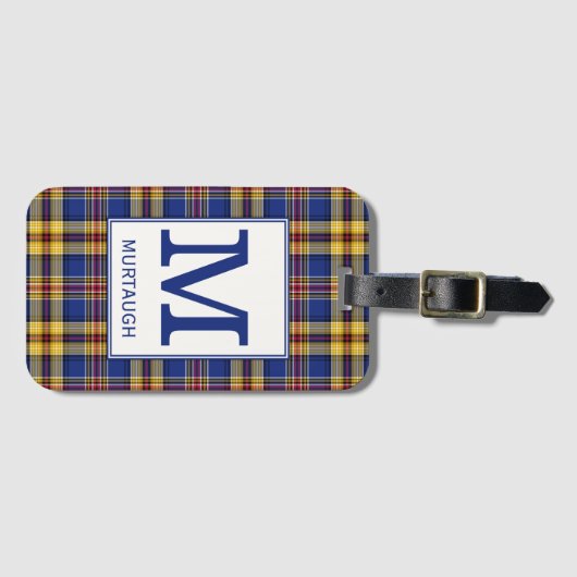 Murtaugh Tartan Royal Blauw en goud geruite patroo Bagagelabel (Voorkant (horizontaal))