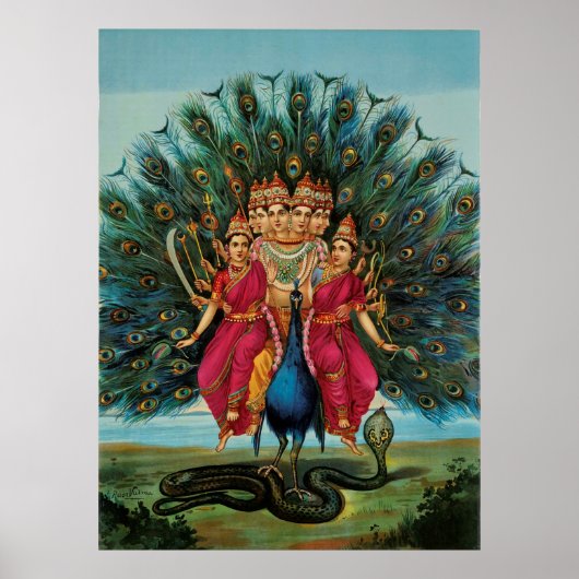 Murugan Kartikeyan Skanda Subrahmanyan Hindu Deity Poster (Voorkant)