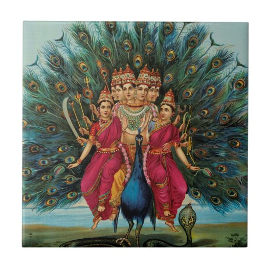 Murugan Kartikeyan Skanda Subrahmanyan Hindu Deity Tegeltje (Voorkant)