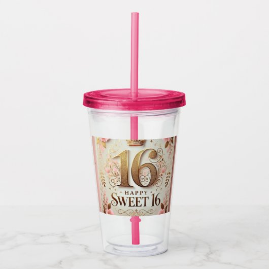 Murugi Drinkware Collectie Sweet16 Verjaardag Acryl Drinkbeker (Voorkant)
