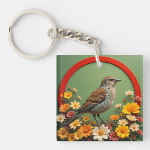 🐦 Mus Floral Natuurontwerp Voor Tuinstijl Sleutelhanger