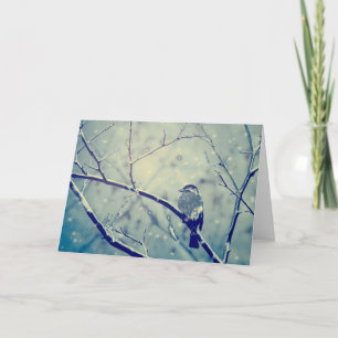 Mus op de sneeuwtak feestdagen kaart