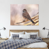 Mus op een dunne tak canvas afdruk (Insitu (Slaapkamer))
